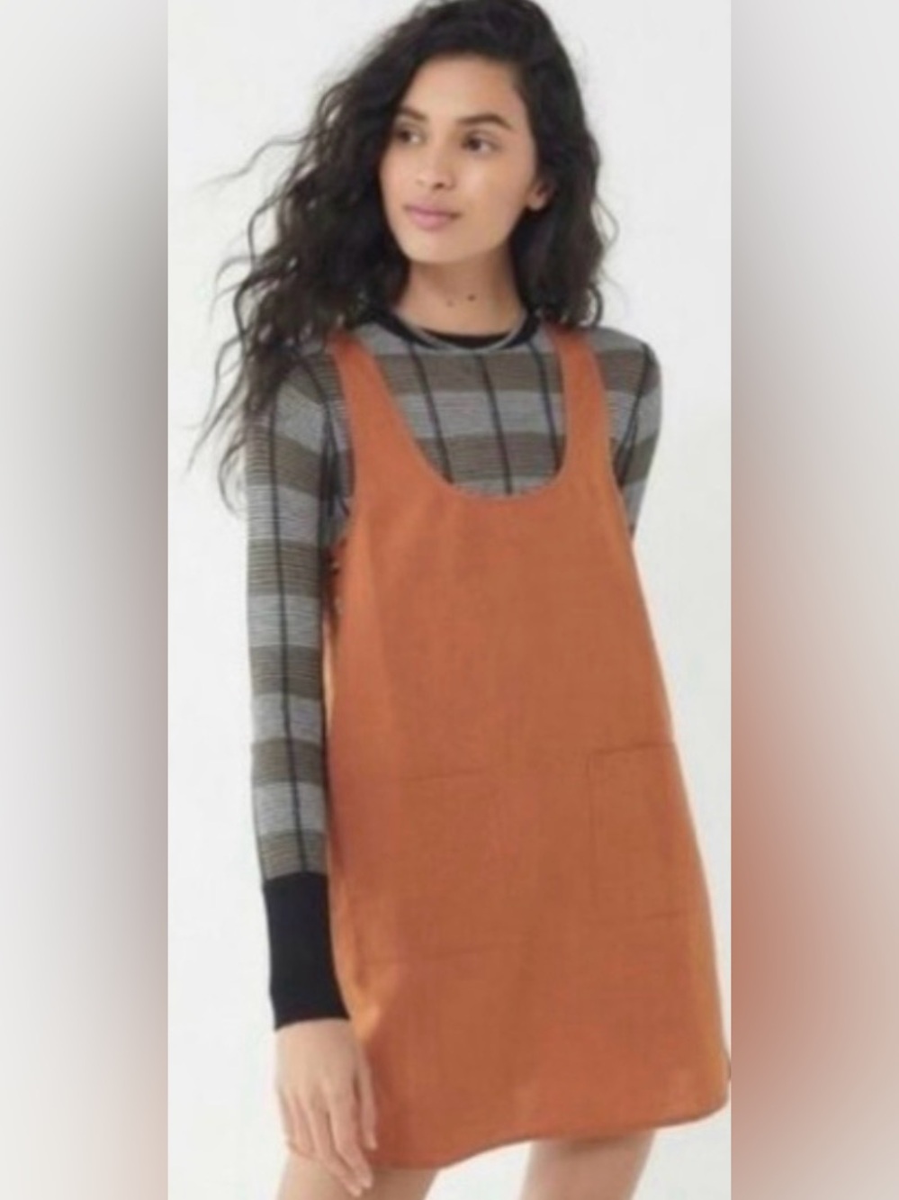 Urban Outfitters Rust Orange Sleeveless Tunic with Side Buttons